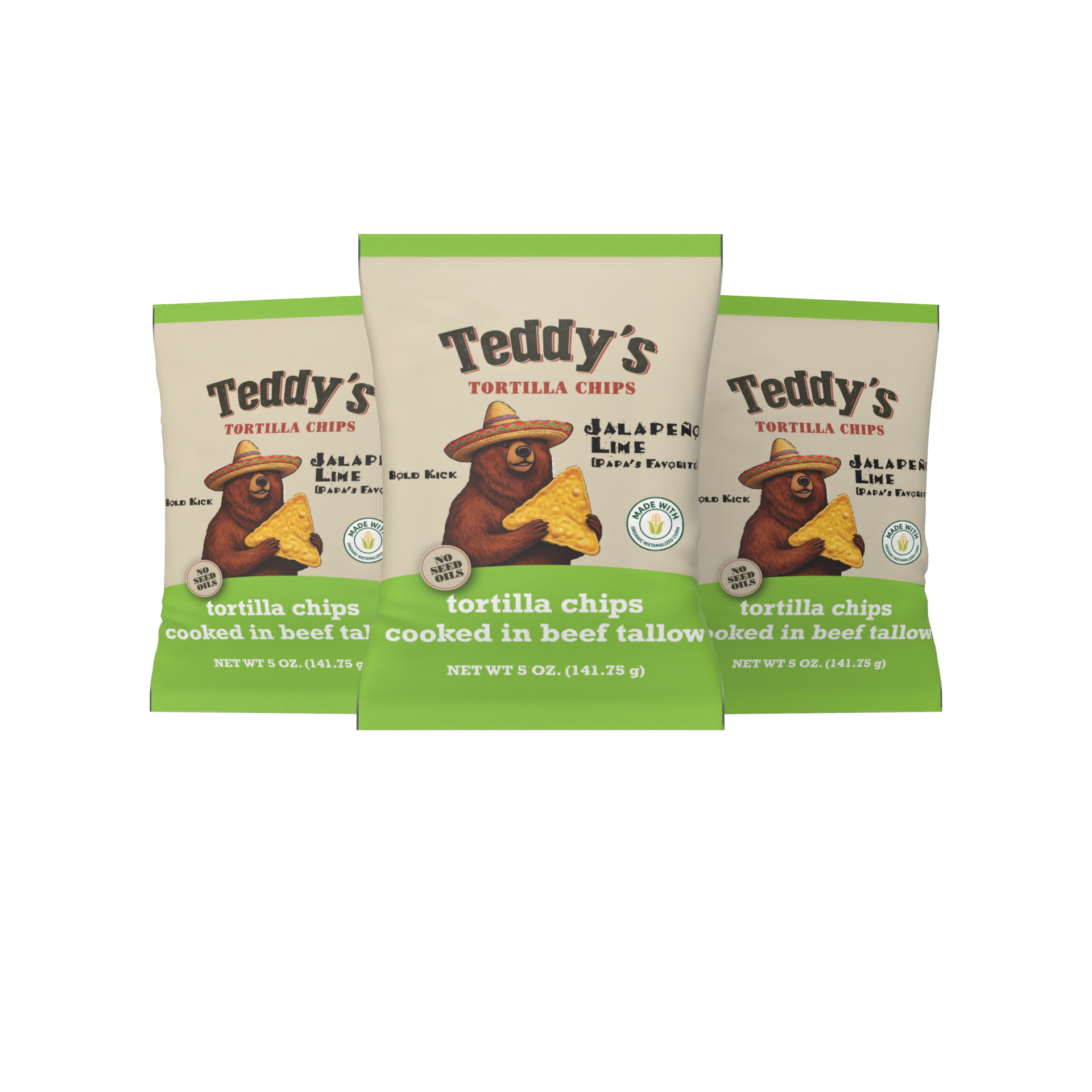 Teddy's Beef Tallow Tortilla Chips - Jalapeño Lime (5oz)