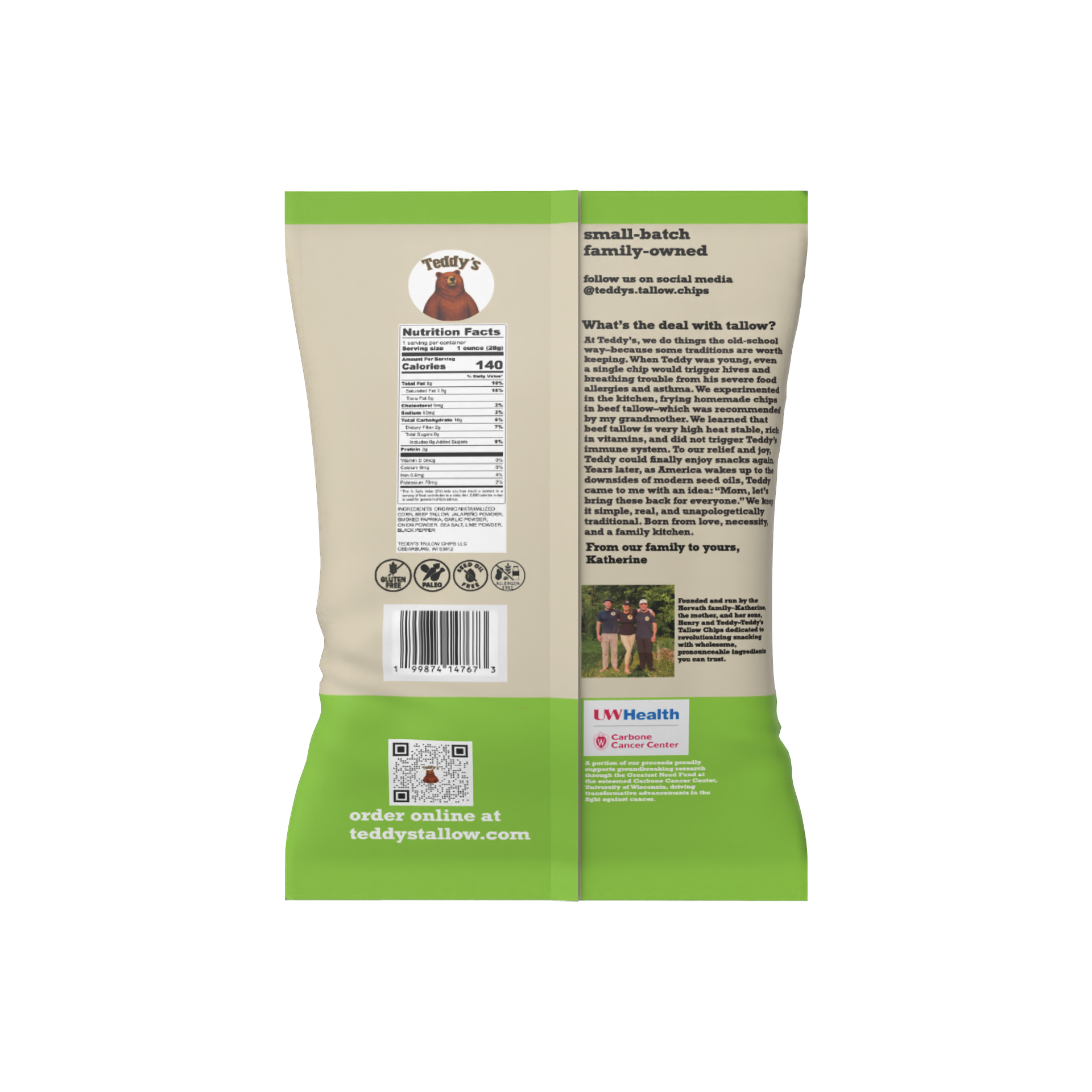 Teddy's Beef Tallow Tortilla Chips - Jalapeño Lime (5oz)