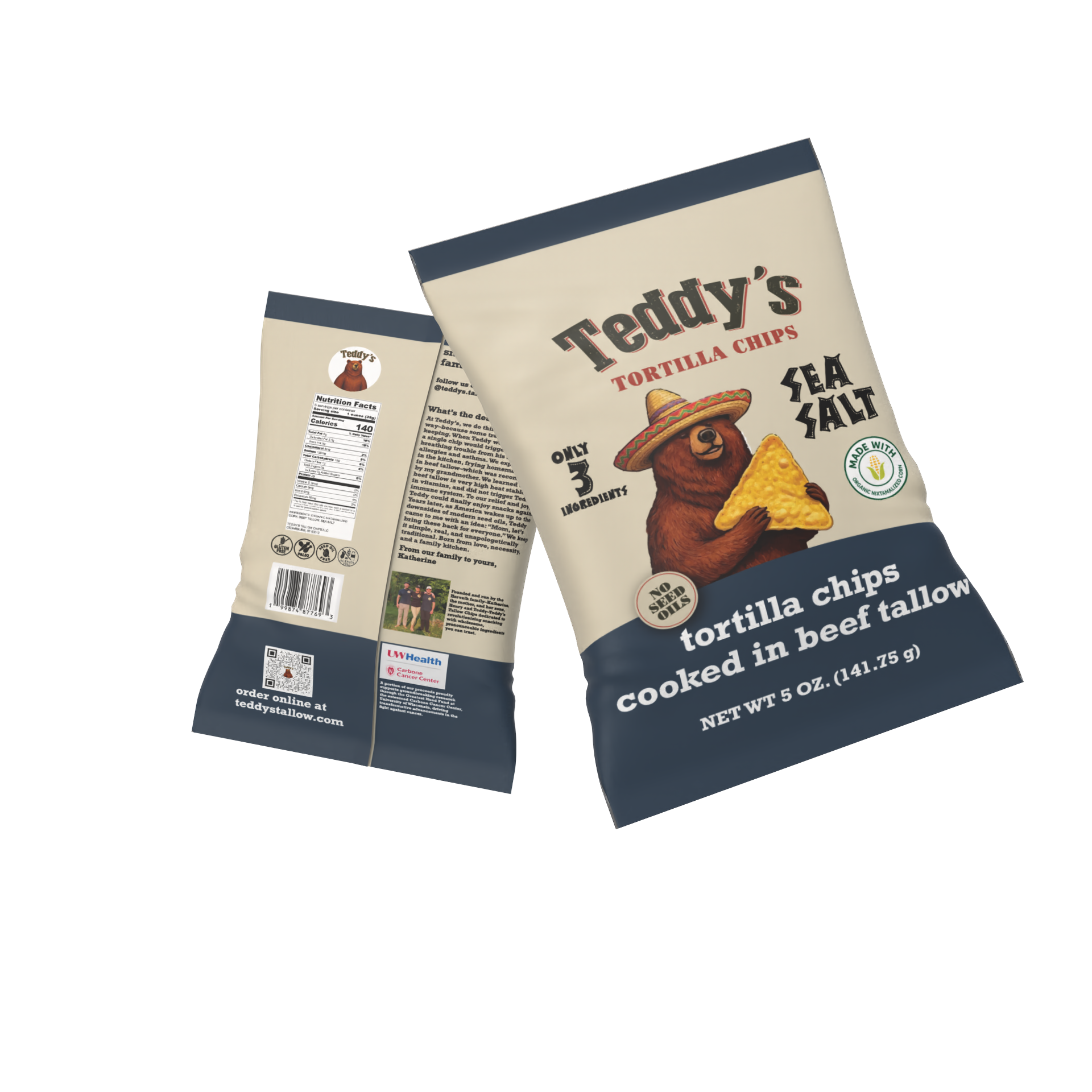 Teddy's Beef Tallow Tortilla Chips - Sea Salt (5oz)