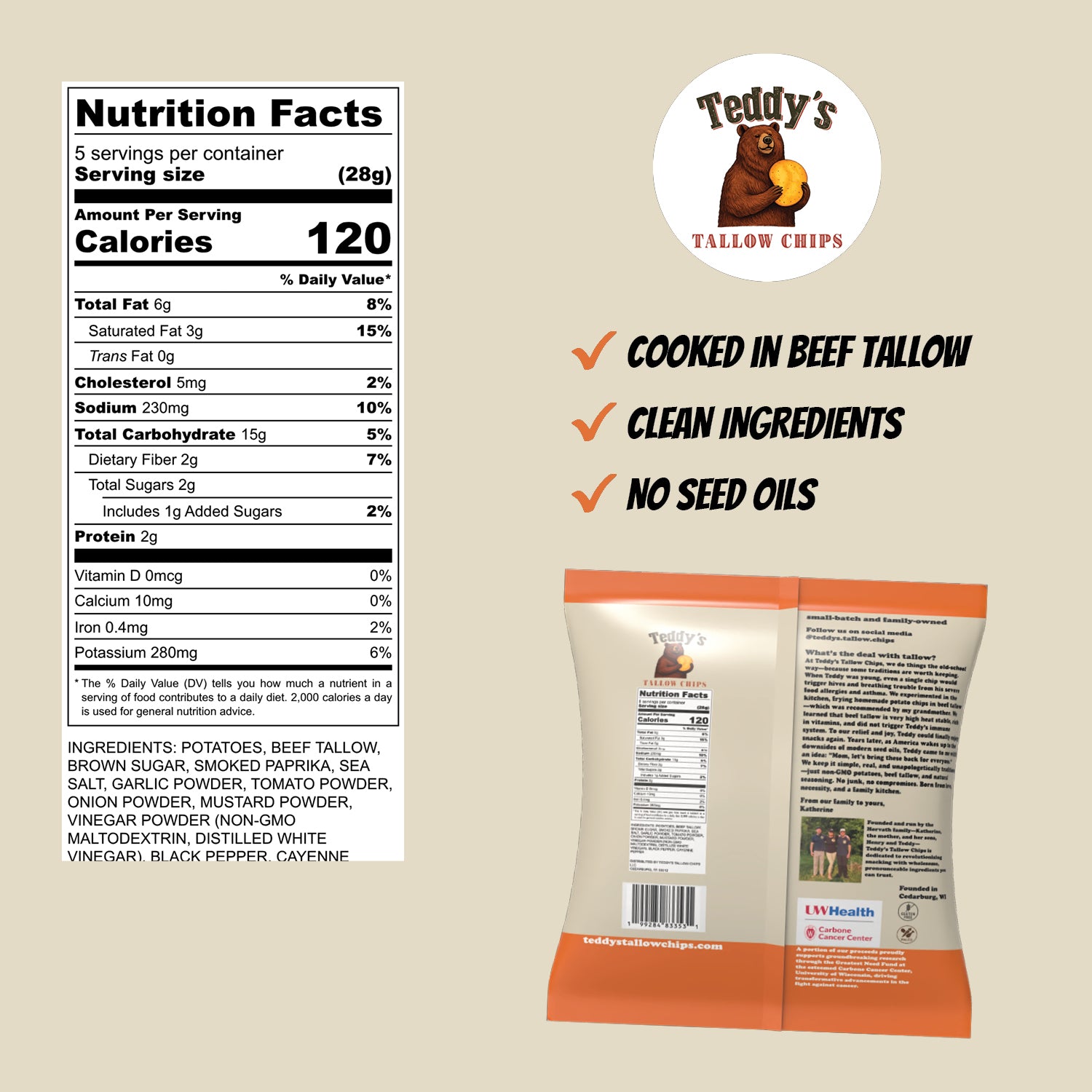 Teddy's Summer BBQ beef tallow chips — non-GMO small batch snack