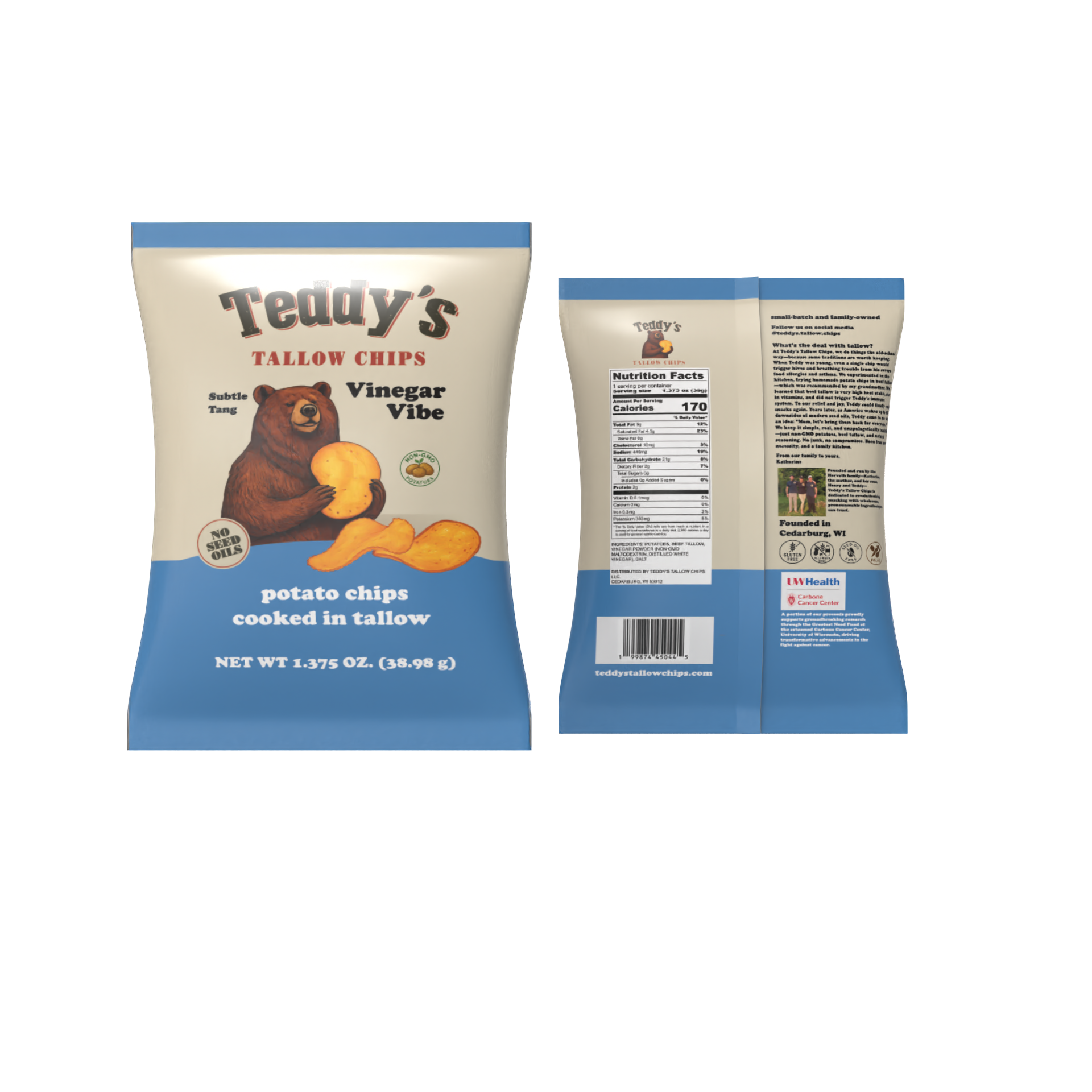 Teddy's Beef Tallow Potato Chips - Vinegar Vibe (1.375oz)