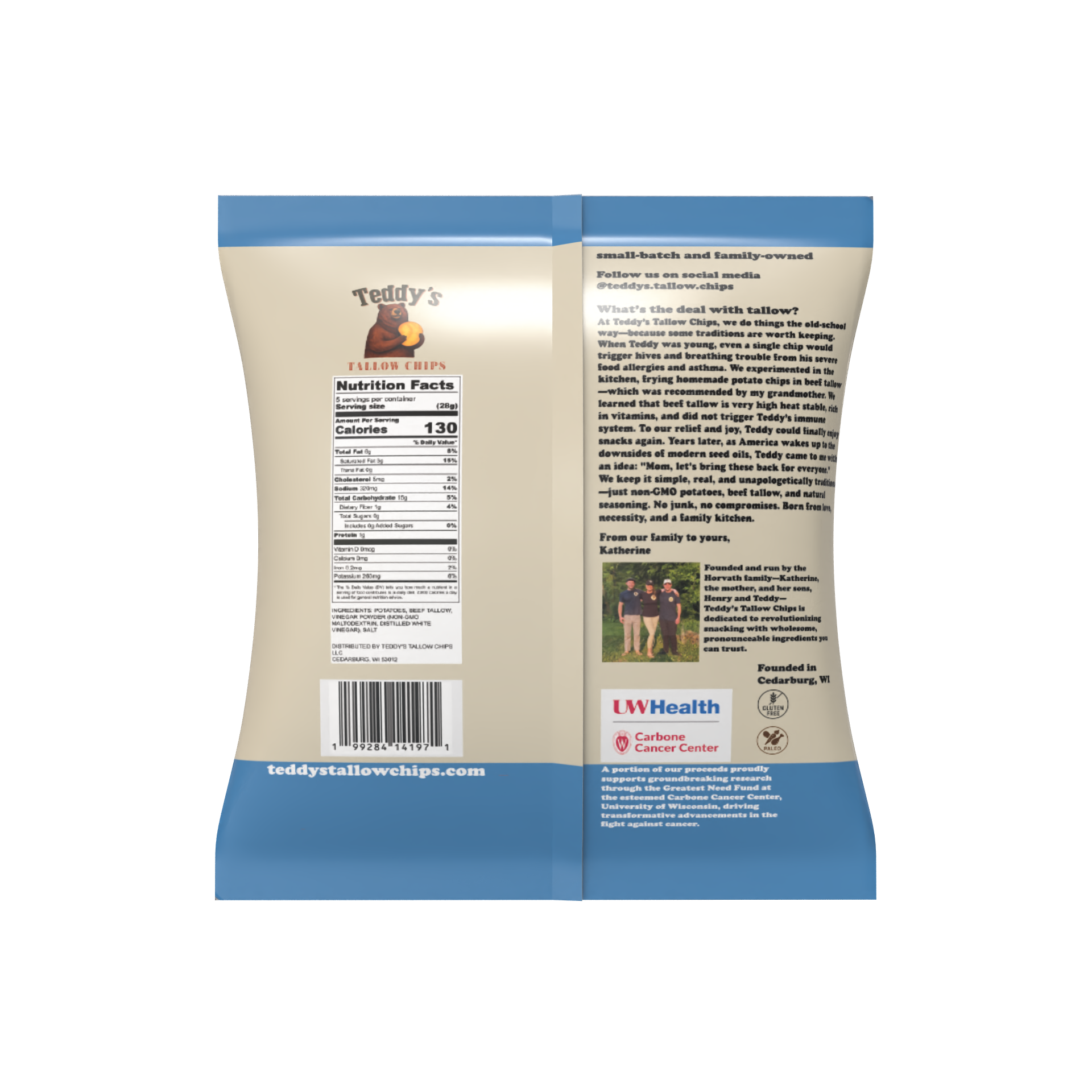 Teddy's Beef Tallow Potato Chips - Vinegar Vibe (5oz)