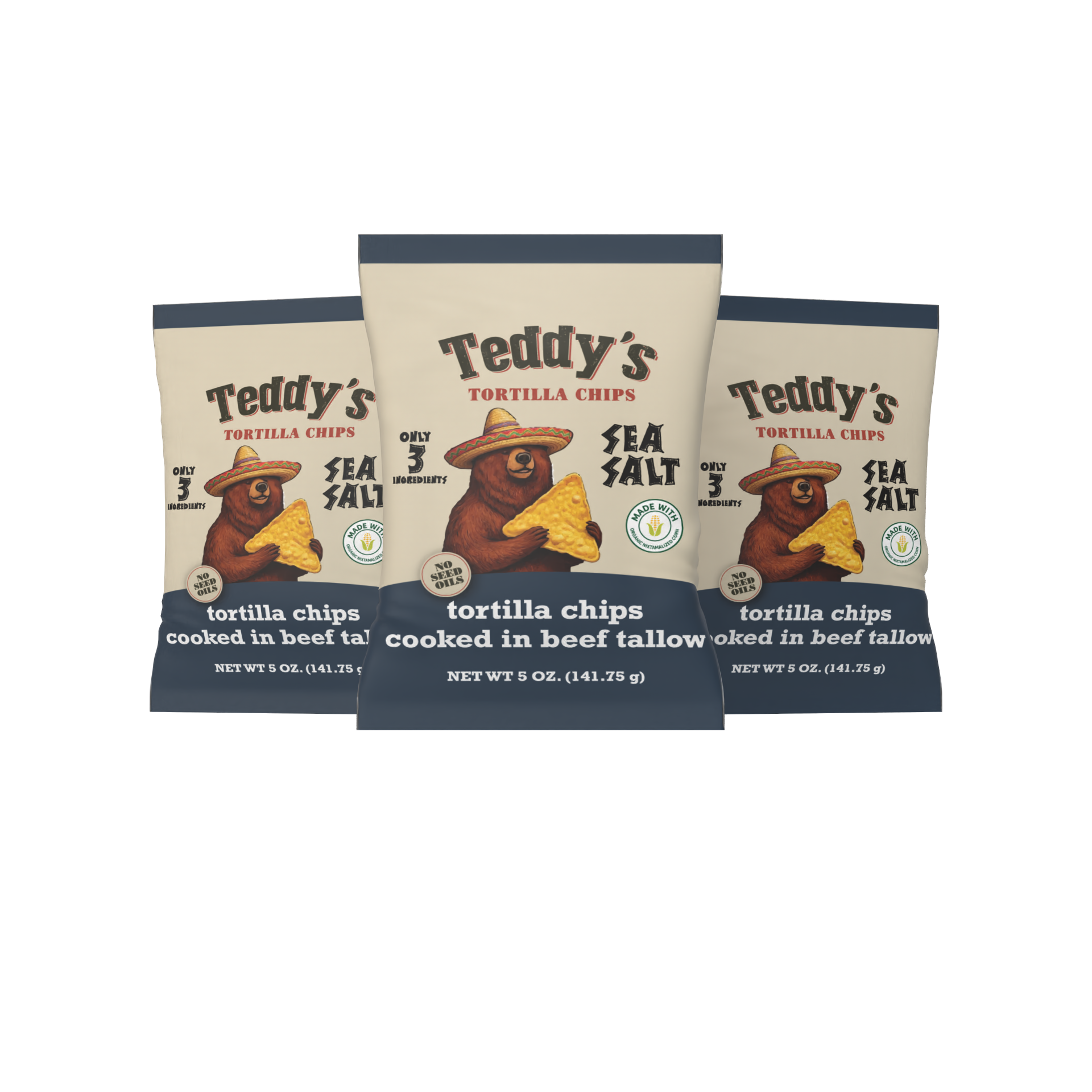 Teddy's Beef Tallow Tortilla Chips - Sea Salt (5oz)