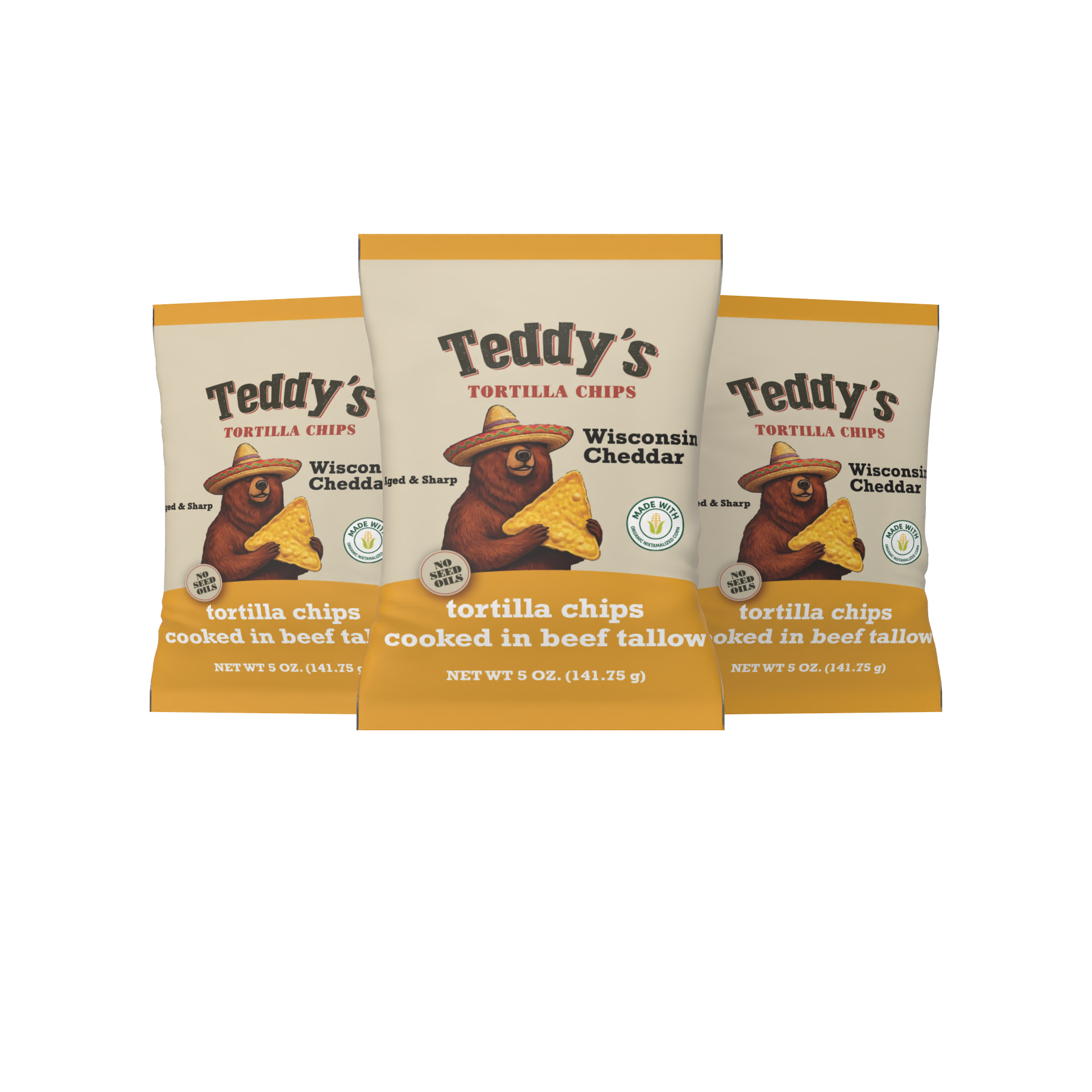 Teddy's Beef Tallow Tortilla Chips - Wisconsin Cheddar (5oz)