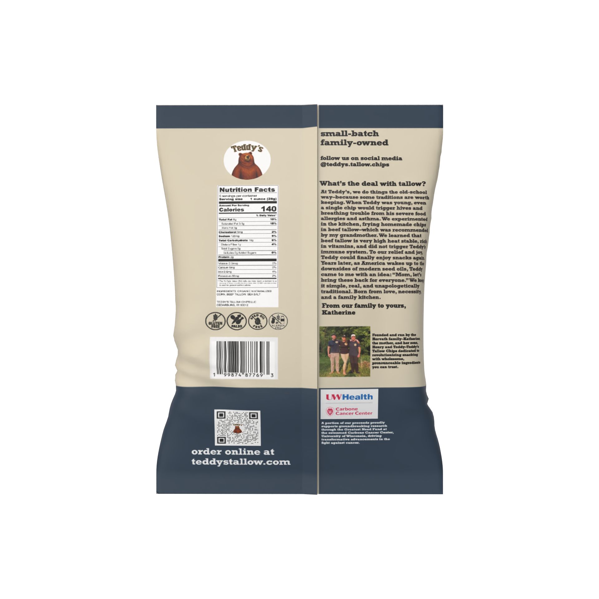 Teddy's Beef Tallow Tortilla Chips - Sea Salt (5oz)