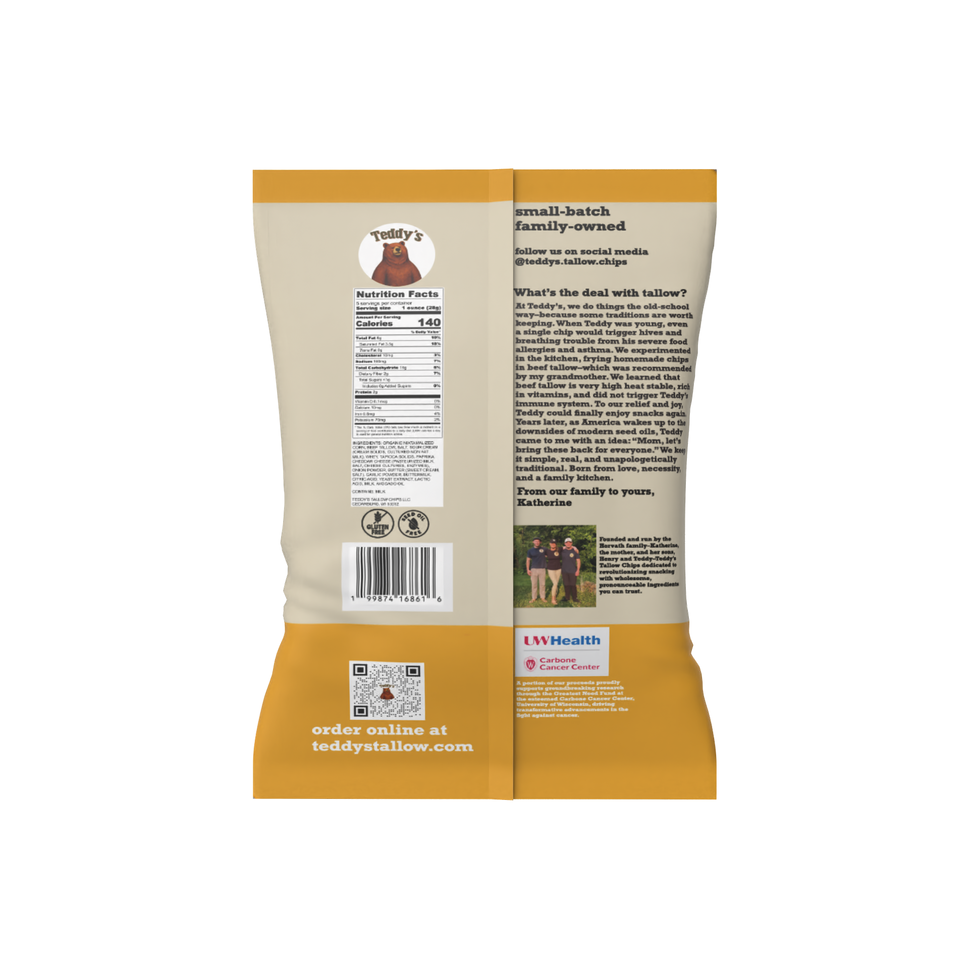 Teddy's Beef Tallow Tortilla Chips - Wisconsin Cheddar (5oz)