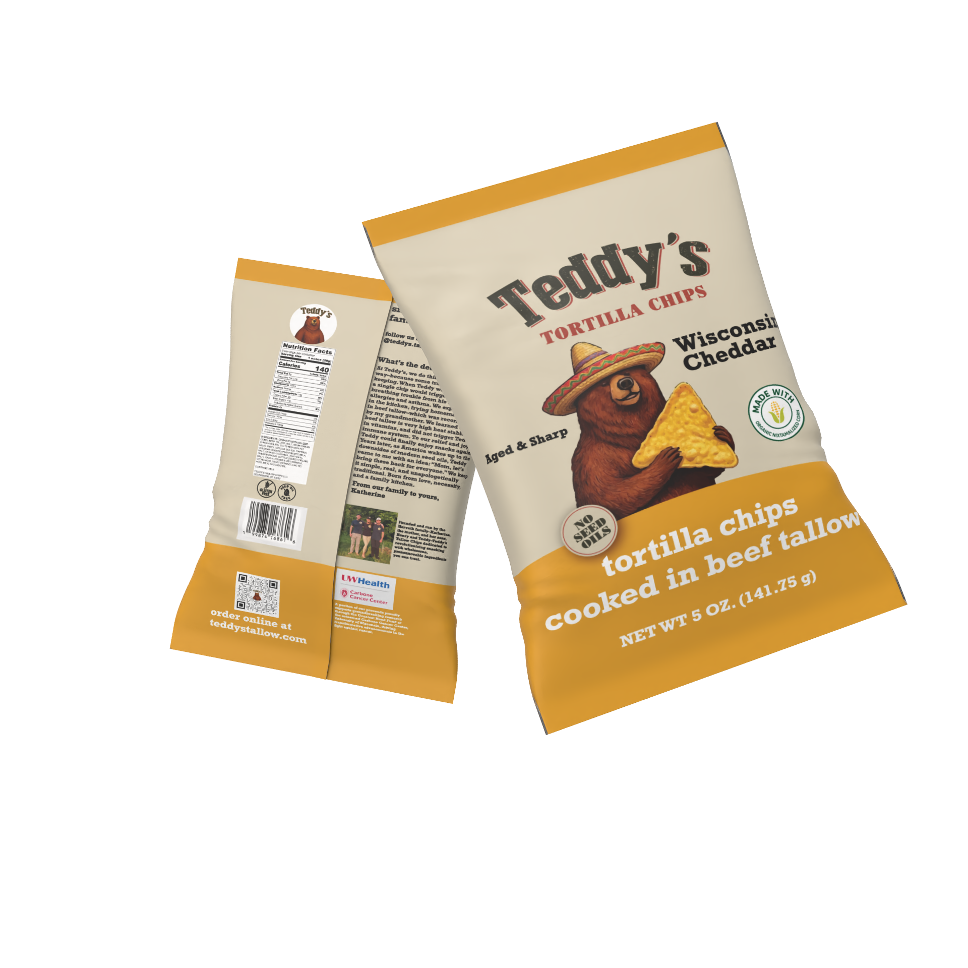 Teddy's Beef Tallow Tortilla Chips - Wisconsin Cheddar (5oz)
