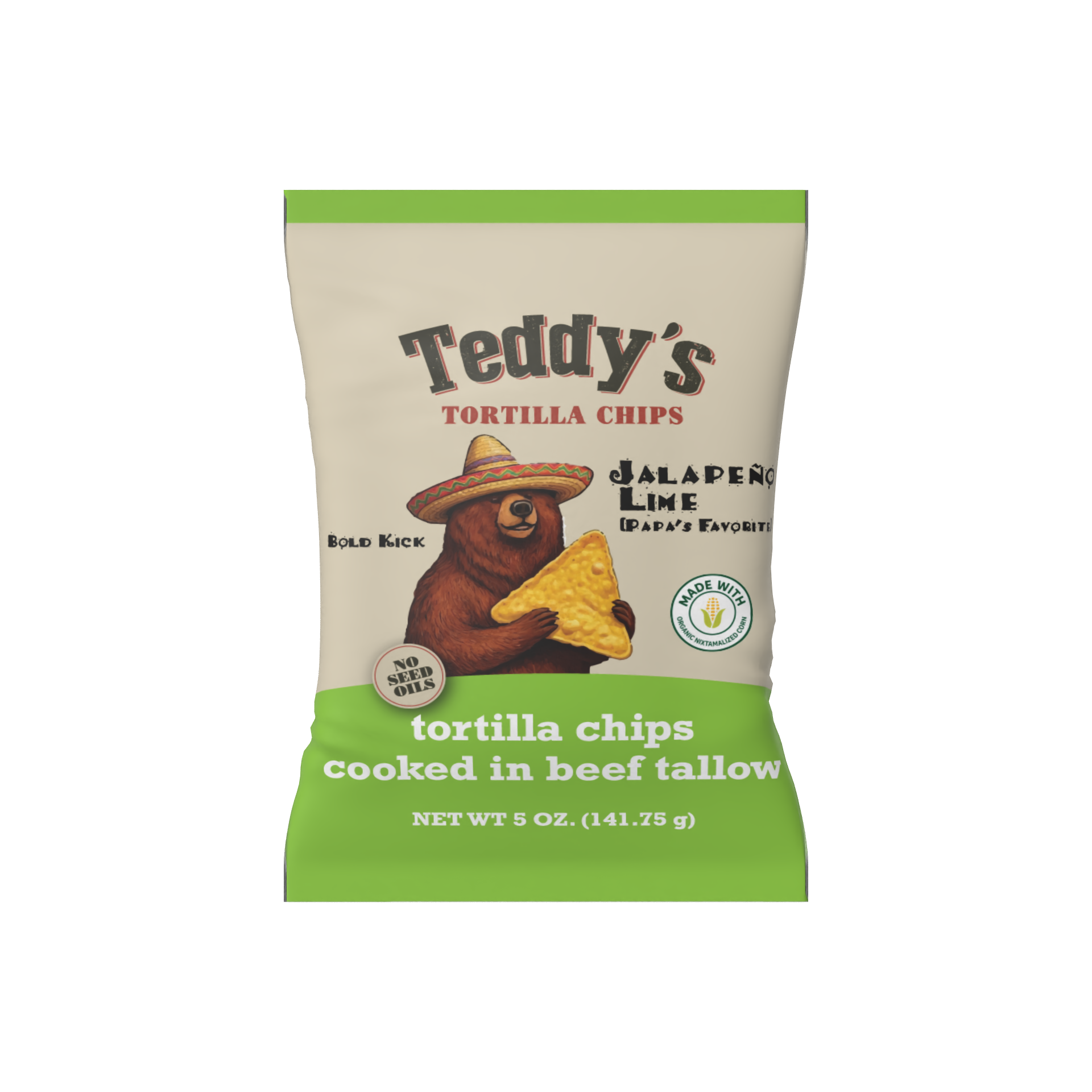 Teddy's Beef Tallow Tortilla Chips - Jalapeño Lime (5oz)