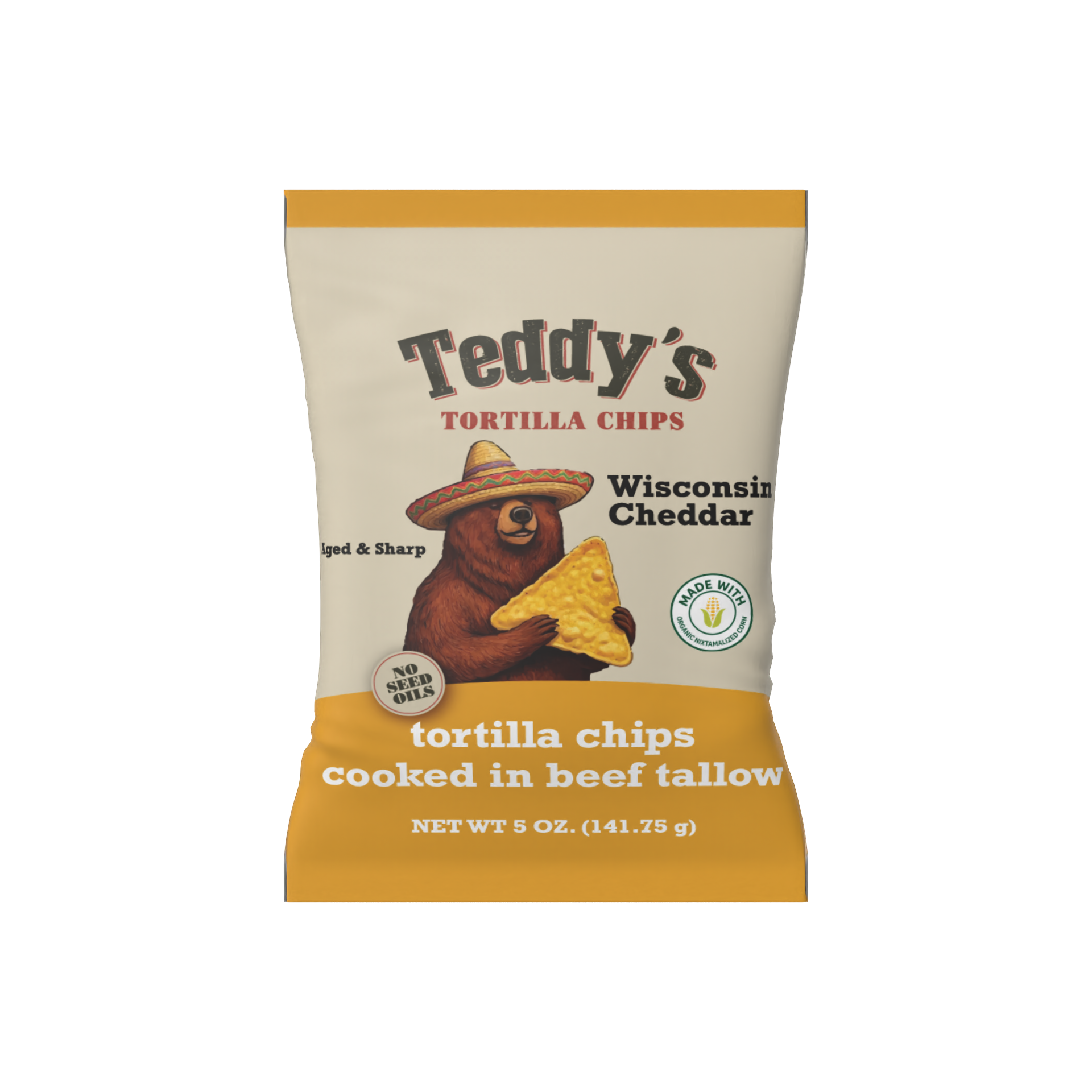 Teddy's Beef Tallow Tortilla Chips - Wisconsin Cheddar (5oz)