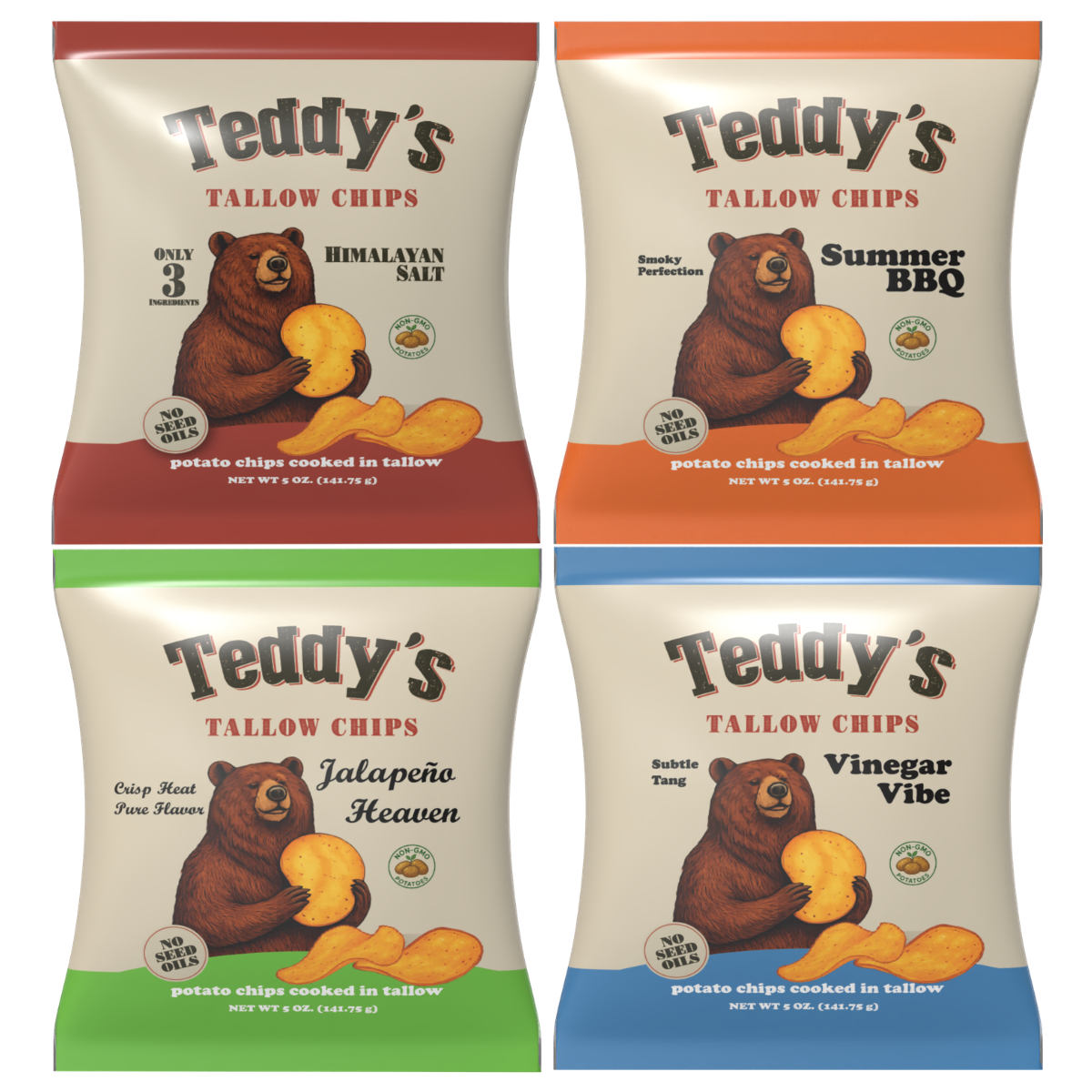 Teddy's Beef Tallow Potato Chips - Variety Pack