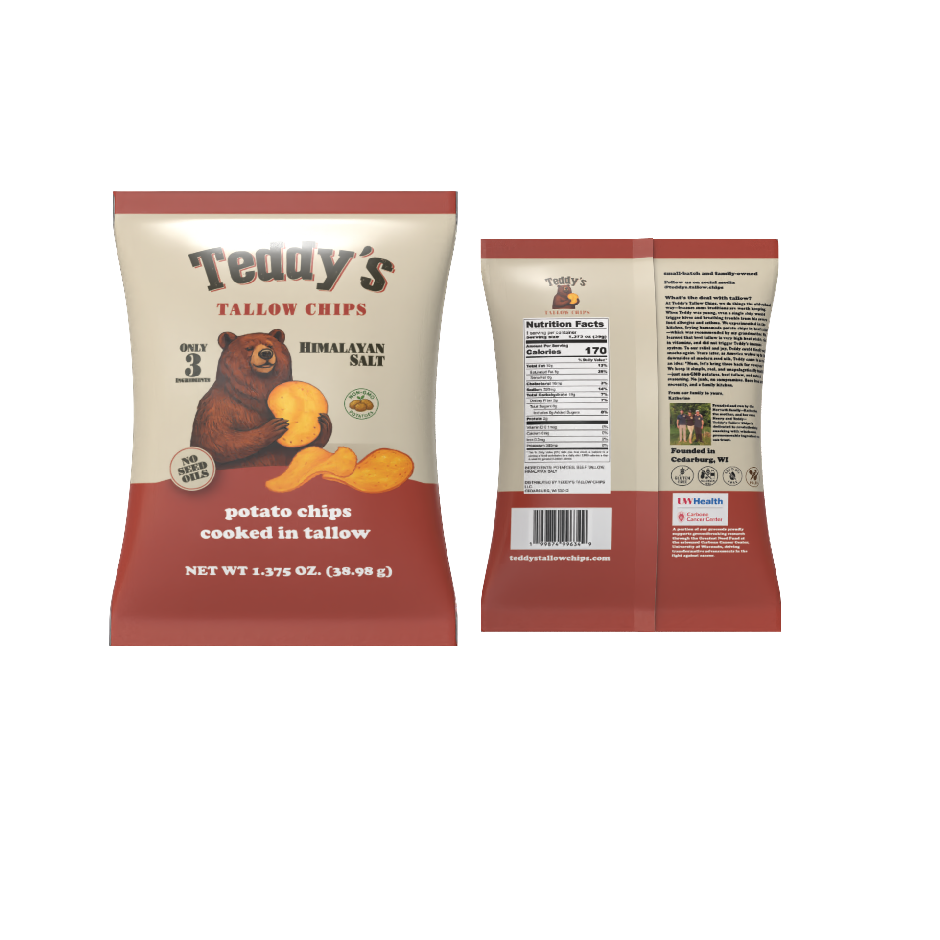 Teddy's Beef Tallow Potato Chips - Himalayan Salt (1.375oz)
