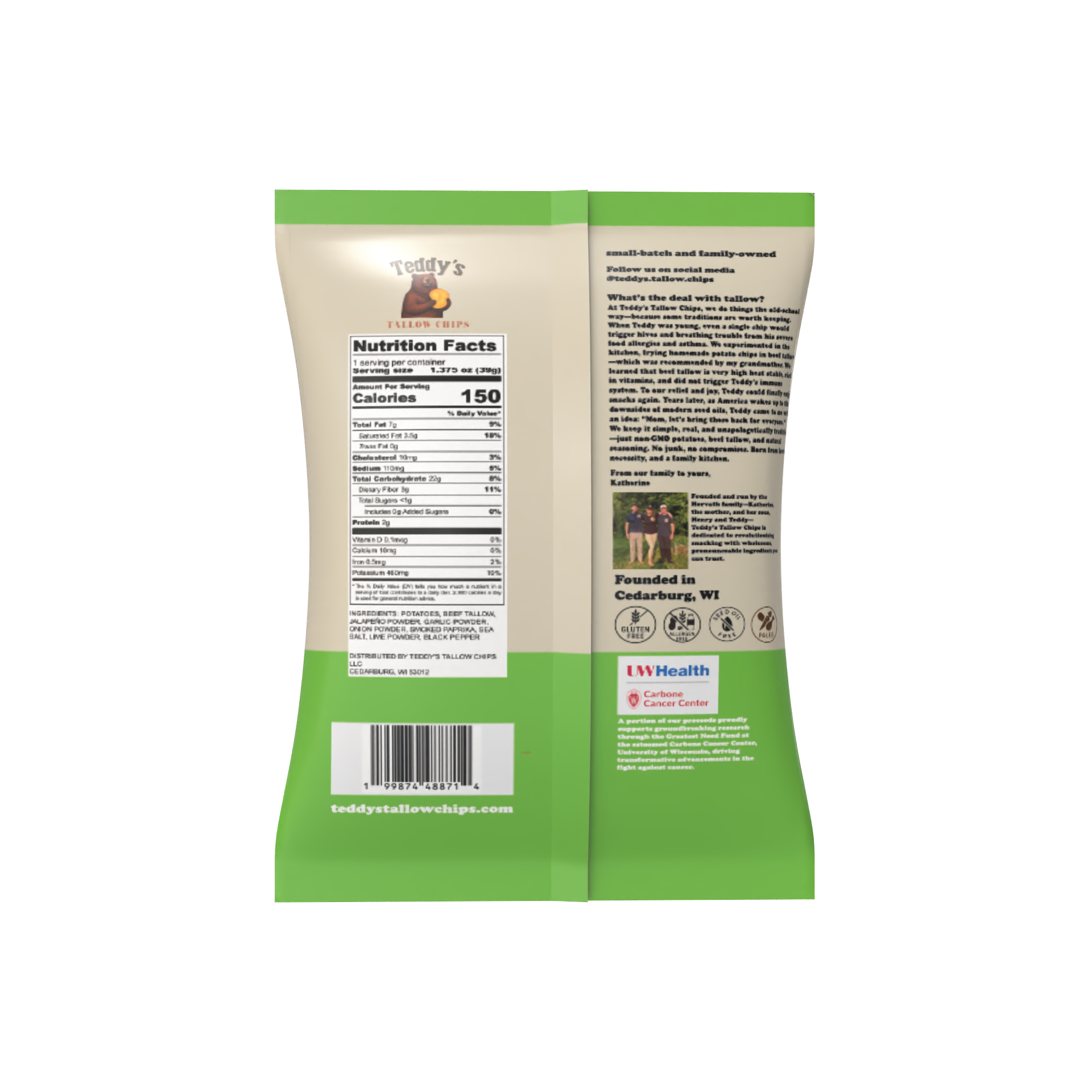 Teddy's Beef Tallow Potato Chips - Jalapeño Heaven (1.375oz)