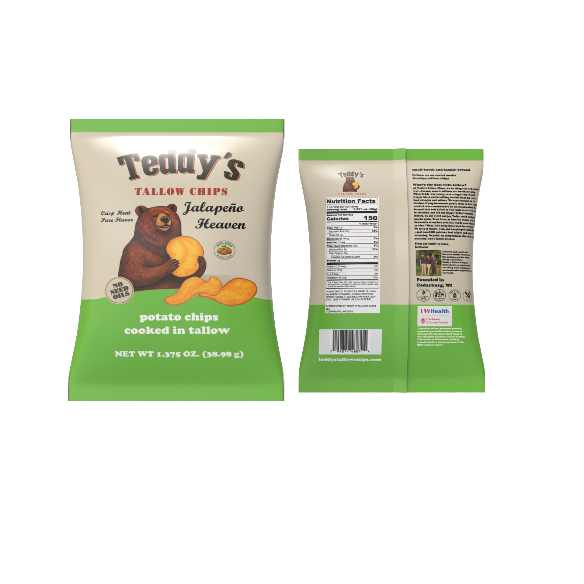 Teddy's Beef Tallow Potato Chips - Jalapeño Heaven (1.375oz)