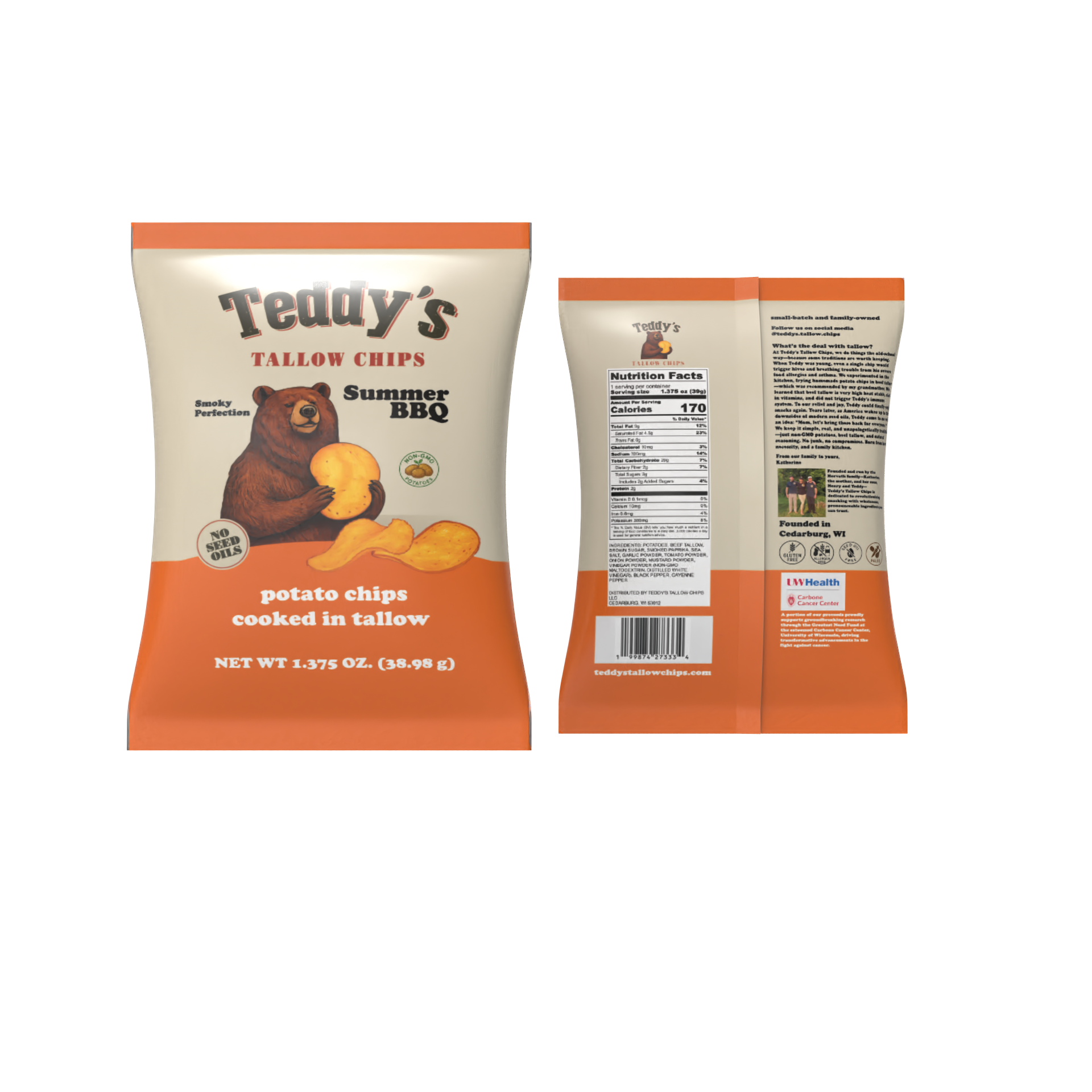 Teddy's Beef Tallow Potato Chips - Summer BBQ (1.375oz)