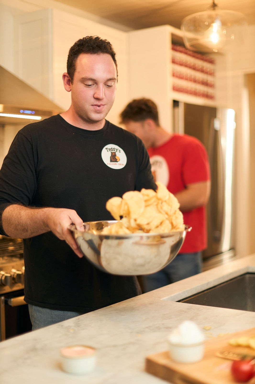 Freshly cooked Teddy's chips