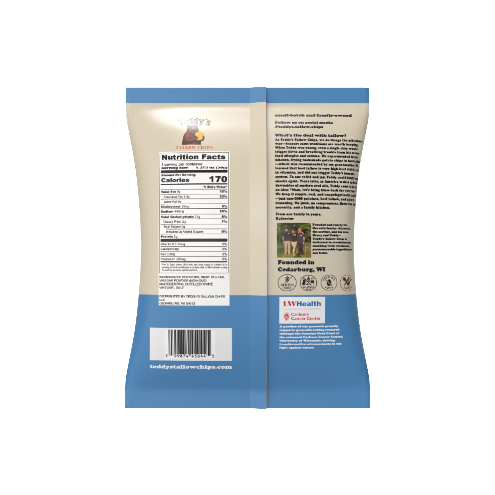 Teddy's Beef Tallow Potato Chips - Vinegar Vibe (1.375oz)
